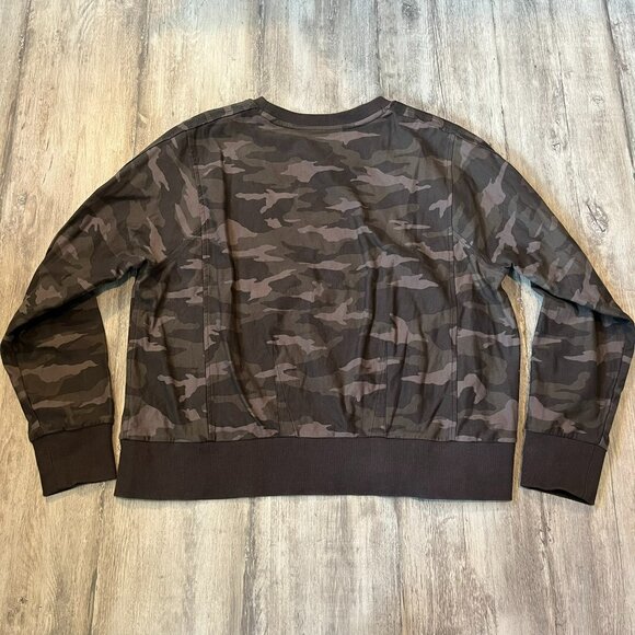 Athleta Farallon Print Sweatshirt, "Black Olive" Camo (Green/Brown), Large - Picture 7 of 7